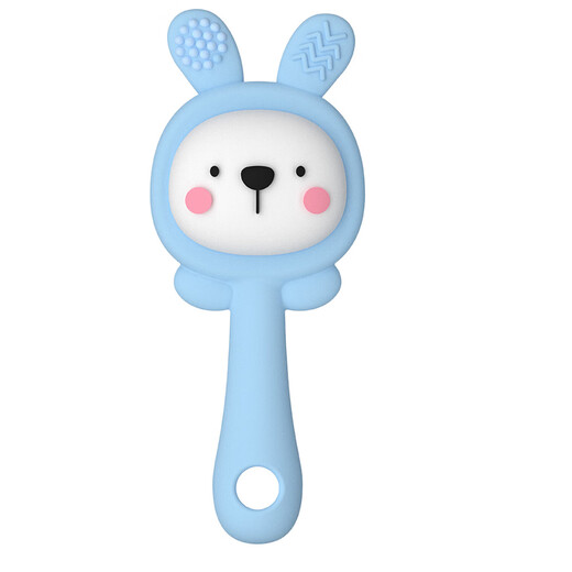 New rattle rabbit can chew teether rattle teether baby chewable food grade silicone pink - little rabbit 1 pack + box + silicone anti-chain rattle - comfort teether