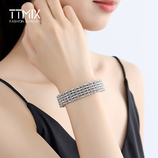 TTMIX women's platinum bracelet chain luxury and noble pt950 platinum wide bracelet 59mm, weight 43.15g, width 15.6mm