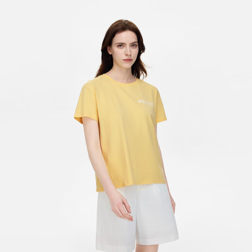 Aigle Ai Gao Kurzarm T-Shirt Frühling und Sommer Klassiker Outdoor Outdoor Outdoor Outdoor Outdoor Outdoor Outdoor Outdoor Outdoor Outdoor Casual Fashion Einfacher runder Nackenpullover reines Baumwollwesen hellberngelb AV753 XL (175/96a)