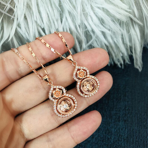 Shi En Light Luxury Windmill Rose Gold Gourd Necklace 18k Gold Shi Lai Run Pendant Women's Smart Rotating Color-plated Gold Necklace Rose Gold Gourd Single Pendant Does Not Come With a Chain