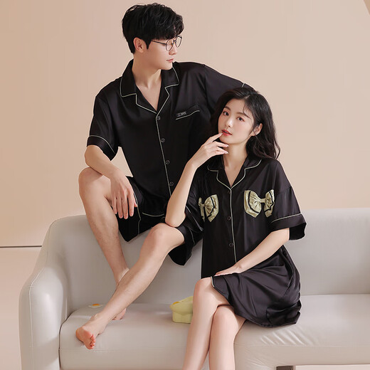 Fuxin Kang Bingsi Ehepaar Pyjama Herren Sommer Kurzarmanzug Dünne kühle Schlinge Nachtkleid Frauen lässige Hausbekleidung GLQ-6210 m-Frauen [High 155-162-Gewicht 85-100]