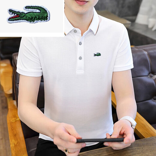 Crocodile New Polo Men's Summer Business Summer Casual Short à manchette à manches courtes Young and Middle-Agence Top Bj6636 Black M 90-115Jin [Jin est égal à 0,5 kg]