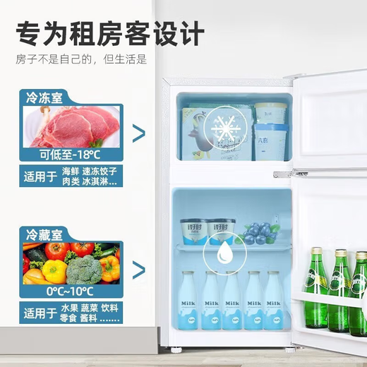 Royalstar Kühlschrank Kleiner Haushalt Erstklassig Stromsparend Mietwohnheim Frisch Einfrieren Mini-Wohnheim Kühlschrank Leise Geräuscharme Kühlung Energiesparend Mietwohnheim Zwei Türen Drei Türen Luftgekühlt Frostfrei Erstklassig Stromsparend | 42 Liter silberne Direktkühlung, Höhe 70 cm