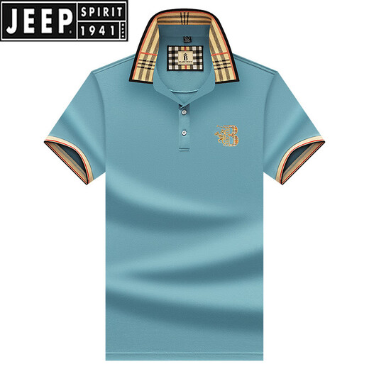 JEEP SPIRIT2025男装夏季新款短袖T恤男潮牌高端纯色刺绣时尚翻领polo衫男士 897白色 4XL 58/195适合200-220斤