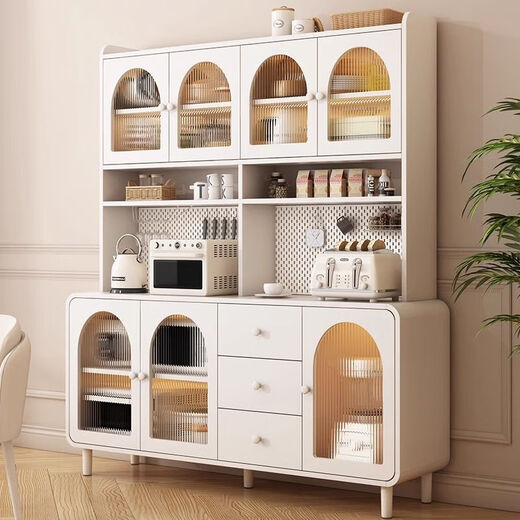 Yiguangju Cream-Stil-Sideboard-Hochschrank gegen die Wand integrierte Haushaltsküchenschrank Wohnzimmer Weinschrank 120*40*190 Runde Ecken [Blockholzfarbe] [nach Hause senden]