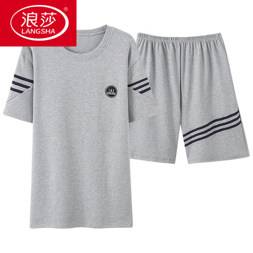 浪莎（LangSha）男士睡衣男夏季短袖纯棉男款夏天薄2025新款男生大码家居服舒适新 HDE-9928 L 男