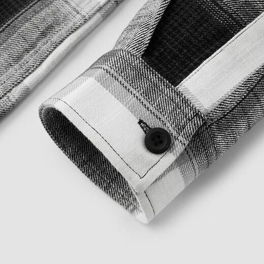 Semir [same style in the mall] long-sleeved shirt men's pure cotton plaid jacket 2025 spring top loose black and white tone 00491 M