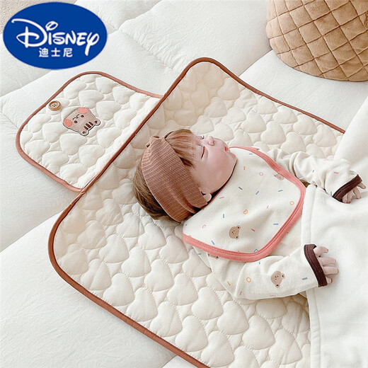 迪士尼（Disney）ins韩国小熊婴儿隔尿垫便捷式多功能防水防漏尿不湿包可折叠 小熊便捷式隔尿垫 现货 50x70cm