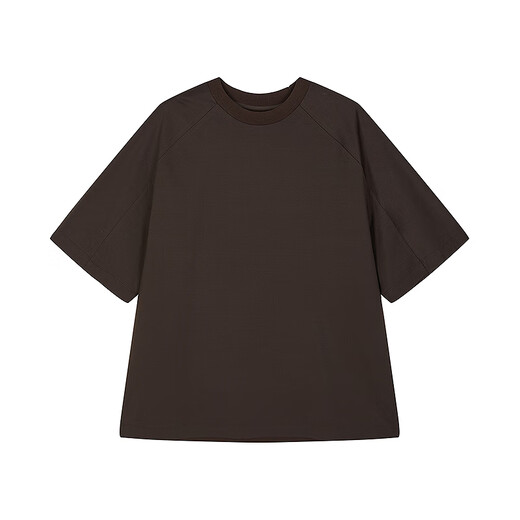 Sketch men's 2025 summer new arrival solid color short-sleeved sweater H-shaped loose round neck simple fashion 9P4311210 227 dry brown L