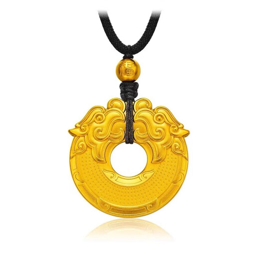 Jun Nianyu Old Phoenix 999 Gold Pure Gold 18k Dragon and Phoenix Peace Buckle Pendant Double Dragon Transfer Bead Necklace Gift Light Luxury