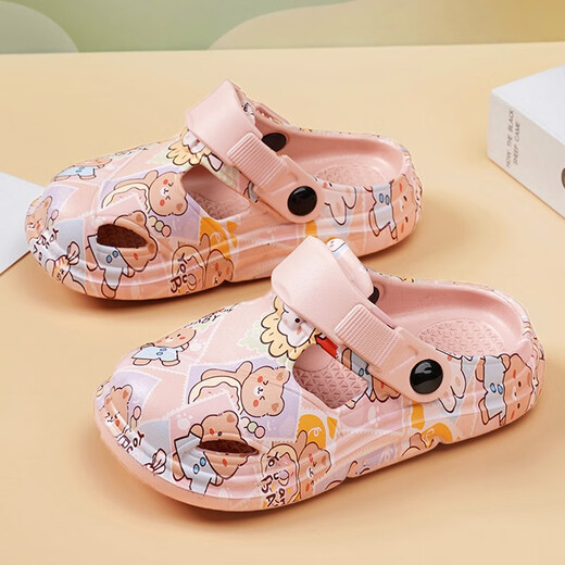 Hongxing Tong Ke Girls Sandals Zapatos de agujero para niños Summer NUEVO 2025 NUEVAS NIÑAS DESCONITAS CASA INTERRADA ANTI-BEIGE Modelo de imagen principal 32/33 Tamaño