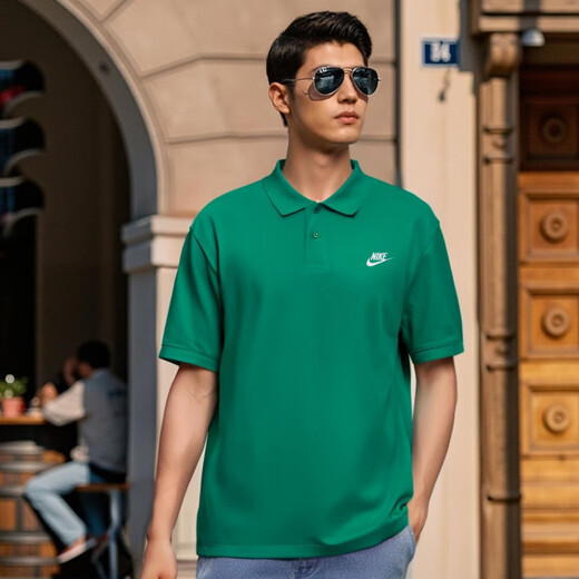 耐克（NIKE）春季POLO衫绿色短袖男翻领上衣纯棉T恤半袖 绿色FN3895-365  XL 150-180斤