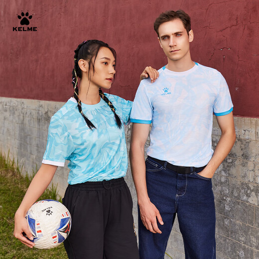 KELME卡尔美短袖足球服训练服男女2025夏足球运动休闲上衣训练t恤 浅绿 M