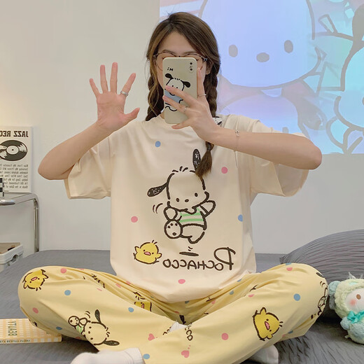 Hongdou Pyjamas für Frauen 2025 neue Sommer-Kurzärmer-Hosen reine Baumwoll-Junior High School-Schüler Big Children süße Heimkleidung 6625-Taoxin Little Bear-Short-Short-Sekunden-Hzm XL-Frauen (Höhe 162-168.110-128jin [Jin gleich 0,5 kg]))