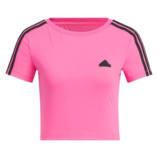 Adidas neo kurzärmelige Frauenkleidung 2025 Frühling Neues Lauf-Fitness-Training Sportswear Atmungsfreie Mode Casual Round Neck T-Shirt JV9859 Pulse Magenta s