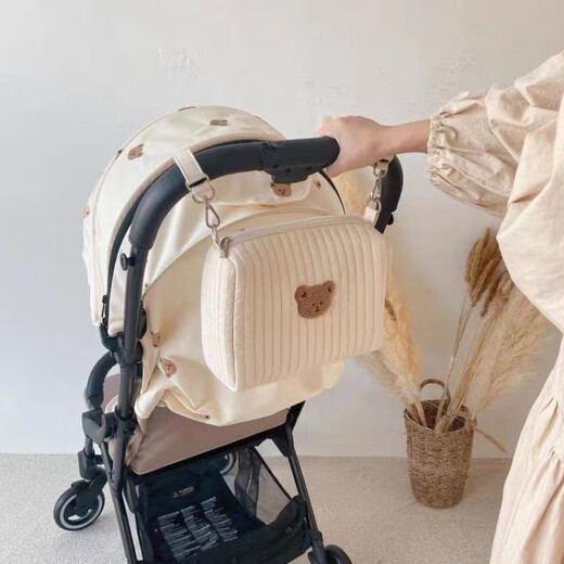 Korean baby stroller hanging bag multi-functional bear mommy bag baby walking artifact accessories bag name list coffee bear
