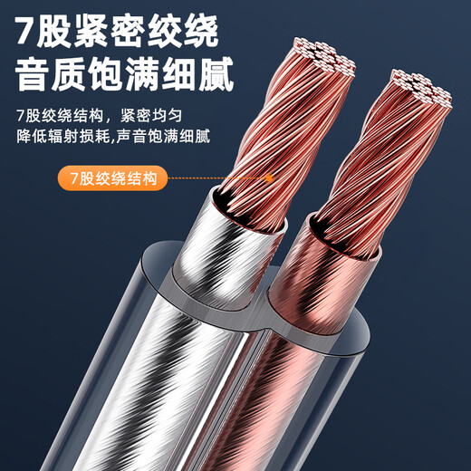 毕亚兹 发烧级纯铜音频线 音响线 音箱线 喇叭线 发烧级 增强型屏蔽抗干扰 纯铜50芯 10米