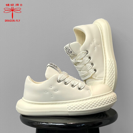 Dragonfly Brand Big Toe Shoes Spring Spring espesando suela en blanco y negro Shoes redondeados INS TREND NACIONAL Men's Shoes 9712 Negro 36 [Tamaño de la mujer]
