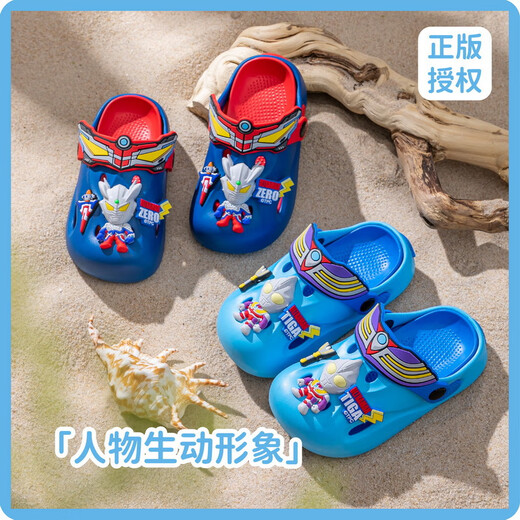 I love children's hole shoes for boys 2025 new summer outdoor bag-toe cartoon beach shoes baby slippers sandals Zero deep blue 18 0 (inner length 175mm)