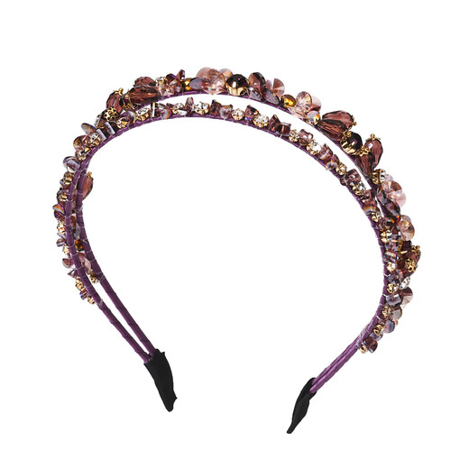 Zuoou headband for women, versatile for going out, 2025 new light luxury temperament, Korean crystal high-end headband, baroque hairpin, purple