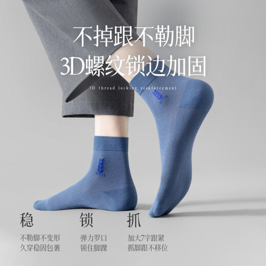 恒源祥袜子男夏季100%纯棉2025年薄款透气中筒袜抗菌网眼商务男袜 6172纯棉网眼12混色 12双 均码 100纯棉5A