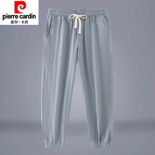 Pier Cardan linen pants men's summer thin cotton linen pants Chinese style large size men's pants tying feet harem pants loose casual trousers khaki L