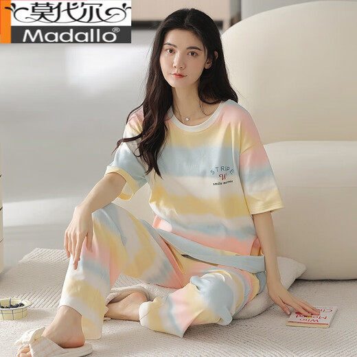 Modal Pyjamas Damens Sommer Pure Cotton Dünne süße kurzärmelige Hosen können für die Oberbekleidung für Frühlings- und Herbst-Lose-Sommer-Heimkleidung getragen werden. Farbe Y9711 XL (Empfohlen 115-130jin [Jin ist gleich 0,5 kg]))