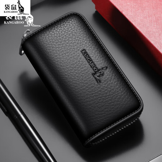 
Kangaroo key bag men's genuine leather new multi-function portable car key waist hanging men's cowhide key bag black