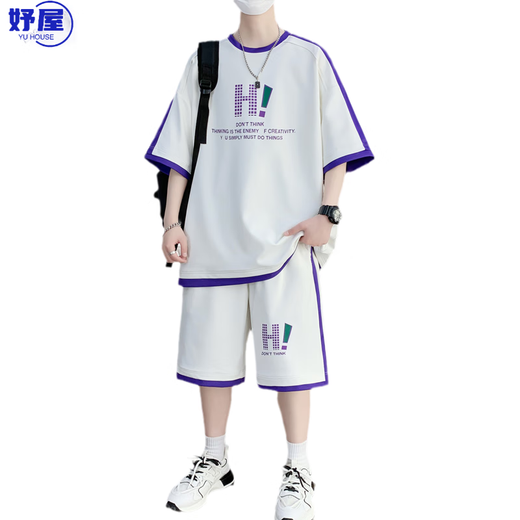 
Yuwu high-quality youth summer new sports suit 12-15 year old boys student short-sleeved T-shirt big children ice silk short 9928 beige suit M about 90-110Jin [Jin equals 0.5 kg] can be worn