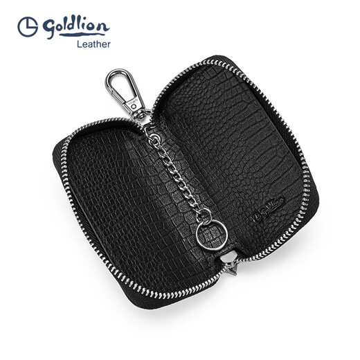 La nueva bolsa de llave de lujo de Goldlion para la cabeza de la cabeza de los hombres, la llave de la llave de la llave del automóvil, la cintura de cuero genuino, la llave del colgante
