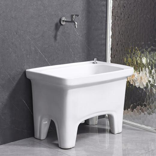 Lefit (lfte) bathroom ceramic mop pool balcony mop trough household Taiwan-controlled large, medium and small mop basin courtyard mop pool 5059 Taiwan-controlled drain + faucet delivery to home