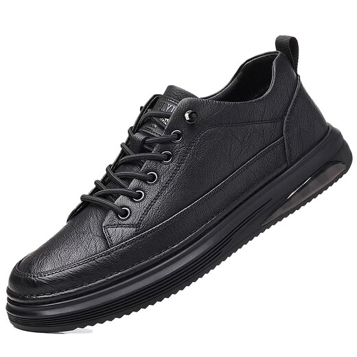 YRC Yierkang Herrenschuhe 2025 Frühlings- und Herbst -neue trendige Sportschuhe für Männer weicher alleiniger Lederschuhe Vielseitige Freizeitschuhe 6623 Schwarz (vier Jahreszeiten) 38