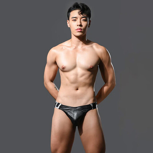 Meridian ANDREWCHRISTIAN sexy imitation leather men's thong U convex three-dimensional bag sports 93458 black M