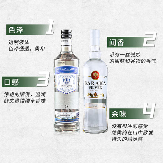 FAST.KING洋酒伏特加生命之水调酒基酒40度伏特加烈酒套装组合700ml 【伏特加+白朗姆700ML】
