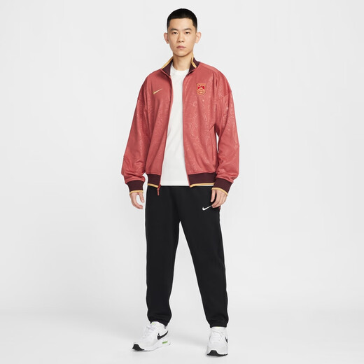 耐克（NIKE）官方中国队男子速干薄绒足球夹克夏季新款 PRO FZ9392 691峡谷锈橙 XL