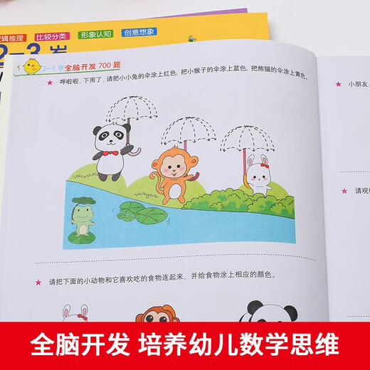 全脑思维逻辑训练680题2-3-6岁宝宝全脑开发幼小衔接教材 全套早教启蒙认知绘本 2-3岁全脑开发700题【3册】