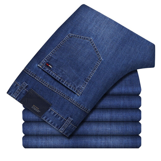 Jinlilai 2025 Frühlings- und Sommer-Jeans für Männer im mittleren Alter, der loses Geschäft mit hoher Qualitätshosen dünn B-3882 Zhonglan 35