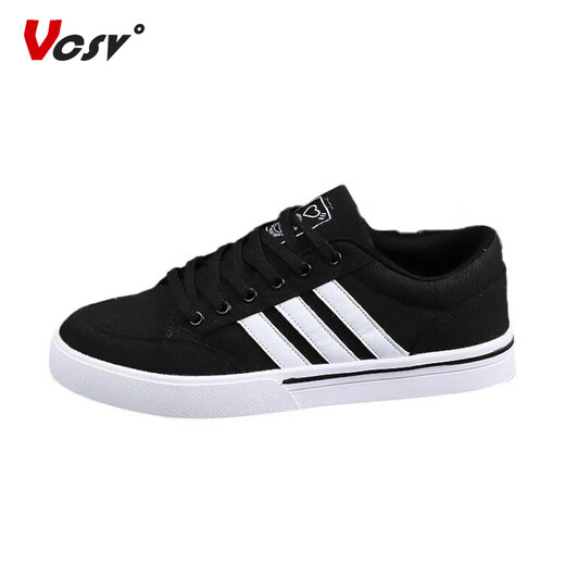 VCSV Light Luxury Board Chaussures Chaussures masculines 2025 Été Nouveau tissu respirant Chaussures pour hommes Chaussures décontractées pour hommes Chaussures en toile Men Black - Chaussures masculines haut de gamme 41