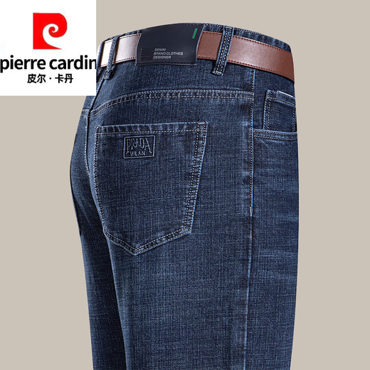 皮尔卡丹（pierre cardin）弹力牛仔裤男士直筒宽松透气春秋季中年人爸爸男裤商务休闲长裤子 中兰色（3881春秋款） 常规 29 推荐【110斤左右】