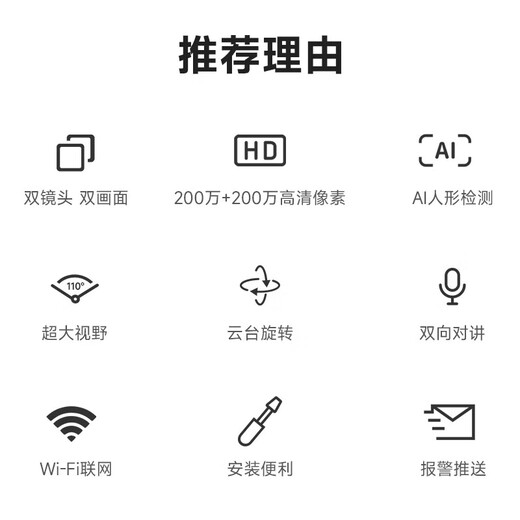 xiaovv接入米家监控摄像头家用手机远程监控器360度无死角带夜视全景家庭语音可对话无线室内高清半球 【米家APP】双摄双画面+64G卡+延长线
