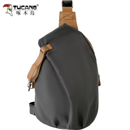 Woodpecker trendy retro small shoulder bag for boys casual sports chest bag Japanese simple single shoulder crossbody bag men canvas small backpack black