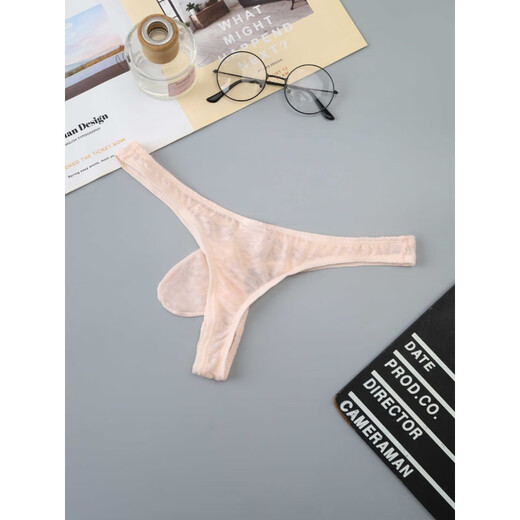 Tong de glaçon de glaçon pour hommes jacquard string transparent sexy-trousers en t personnalité de mode respirante et haute élasticité rose 44-53 Jin [Jin est égal à 0,5 kg]