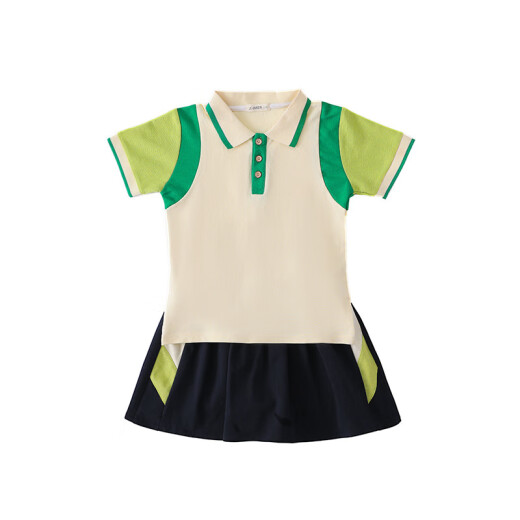 童然幼儿园园服夏季新款小学生校服班服六一表演服棉质运动英伦风套装 6627短袖+短裙 150 码