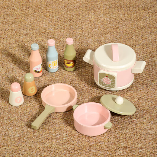 Chengliu Kinder multifunktionaler Kühlschrank Küchenspielzeug Holz Baby spielen Haus Kochkindergarten Vergnügungspark Pink-Kurzküche Küche ein Bestell und Lieferbetrug Le