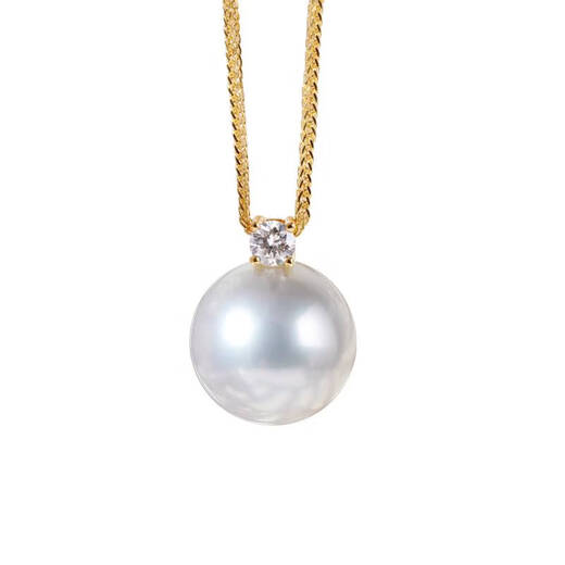 Pearl Necklace Australian White Princess Pendant South Sea White Gold Diamond Plated 18K Elegant White Gold Chain 45cm Adjustable 10-10mm