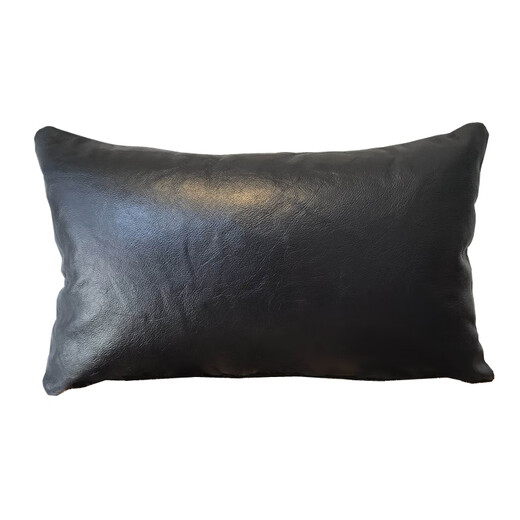 Leather pillow sofa pillow full yellow cow head layer high-end leather/waist pillow//car cushion core with core Brown D679# double-sided head layer cow leather Pillow case 50*30CM (core waist pad)