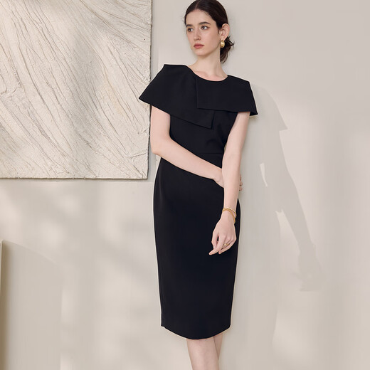 
ROEYSHOUSE ROYE Elegant Black Slim Dress Women's 2025 Summer New Niche Design Sense Hip Skirt 12003 Black M