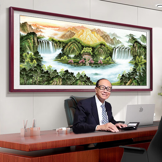Respaldo de la imagen de la montaña Pintura de la pared este-oeste 2024 New Office Paisaje paisaje Taishan Caligrafía y pintura Sala de estar Decoración de antecedentes CT-3532-SNOW trae riqueza 236*108 cm [SF Express Home Entrada] HD Core [14 14