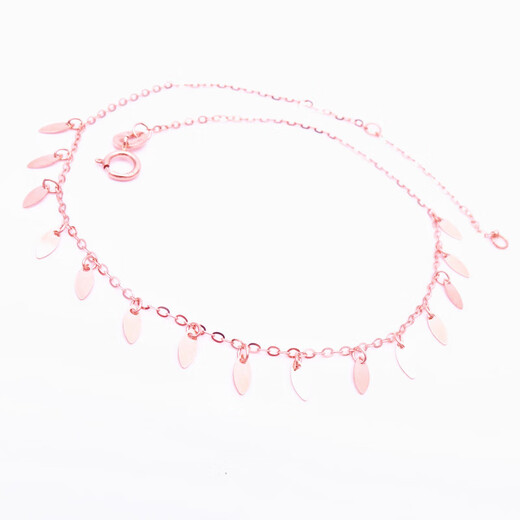 Lie Rui Russian 585 purple gold jewelry glossy tassel anklet 18K gold color gold maple leaf anklet E1218k gift purple gold anklet