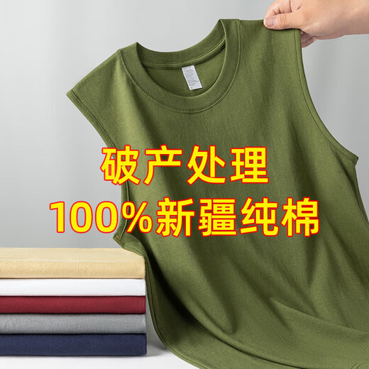 纯棉背心男士运动无袖T恤夏季薄款宽松外穿篮球跨栏坎肩宽肩健身 深灰 B03 3XL 建议150-170斤